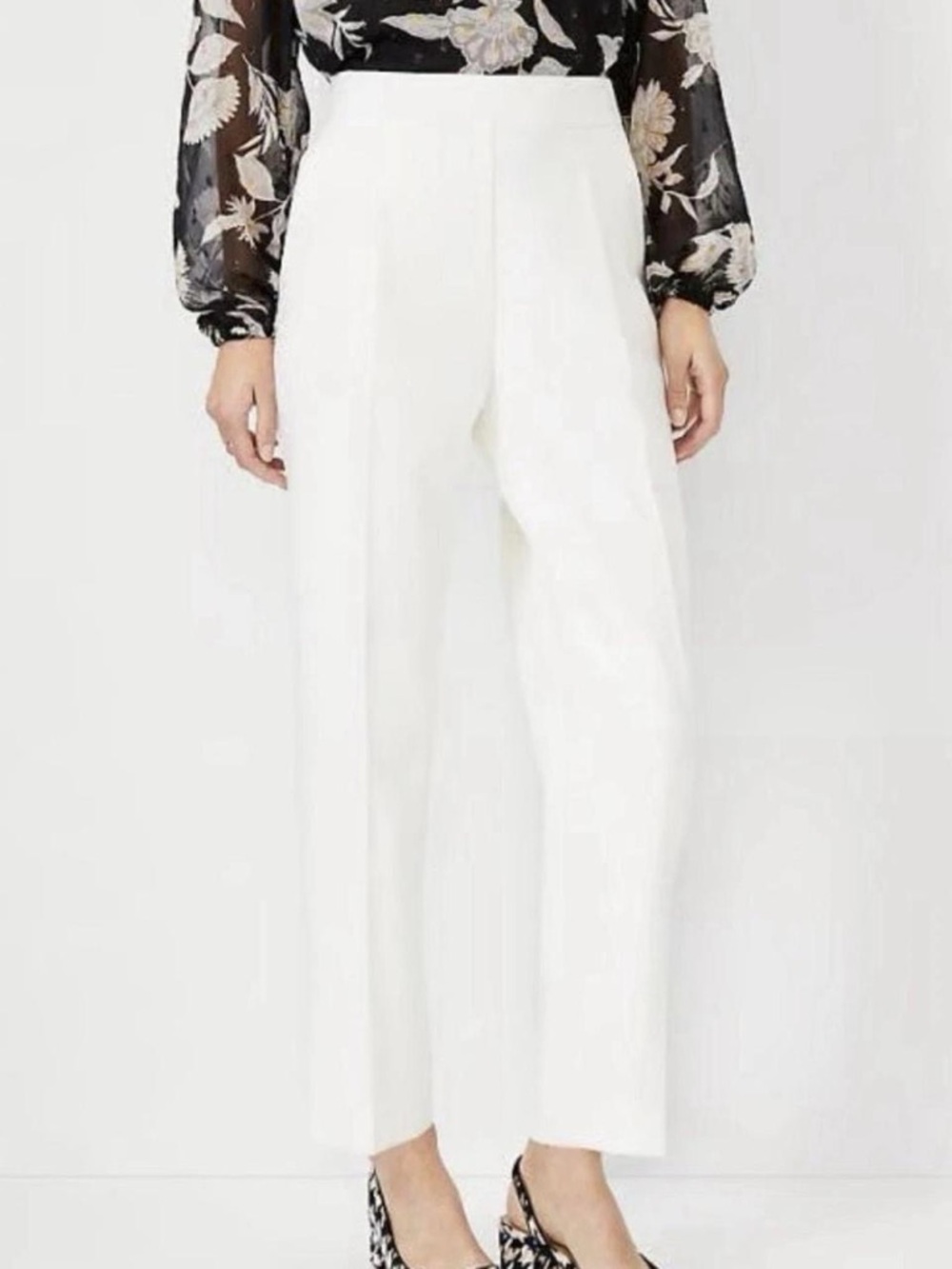 Ann Taylor Petite Wide-Leg Trouser | Ivory Cream | Size LP | Elastic Waist